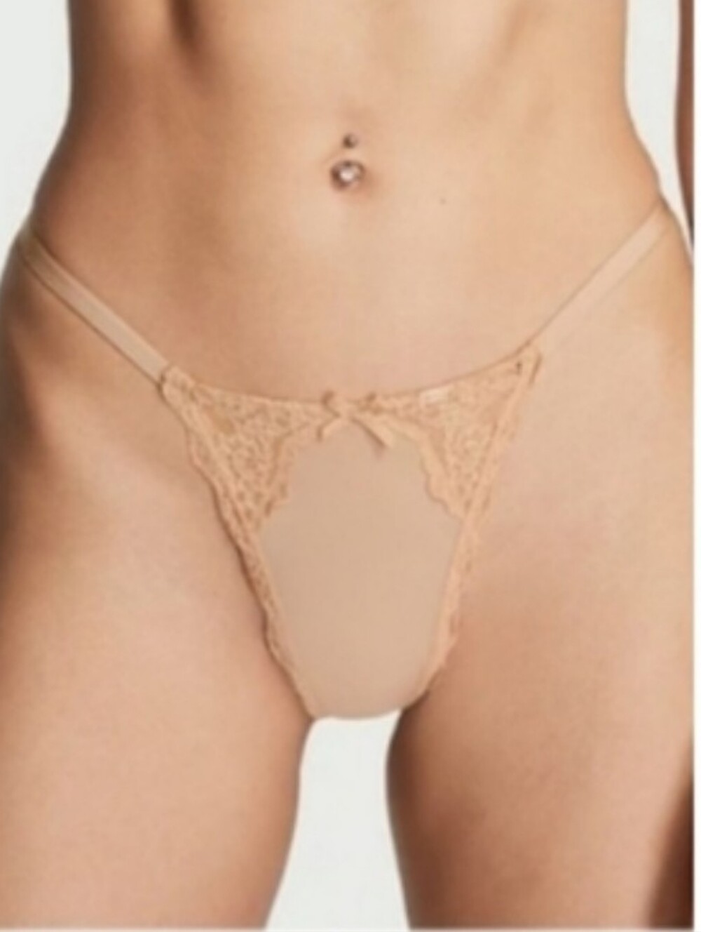 Victoria's Secret Dream Angels Lace-Trim V-String Panty MEDIUM BEIGE